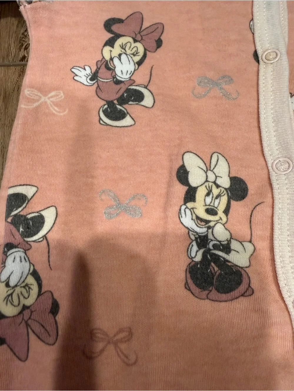 Disney Peach Minnie Mouse Footed One-Piece